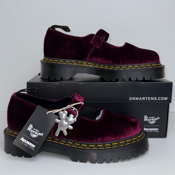 Dr. Martens Shoes - Dr. Martens Addina Heaven Marc Jacobs Velvet Shoes Cherry Red Mary Janes UK 6